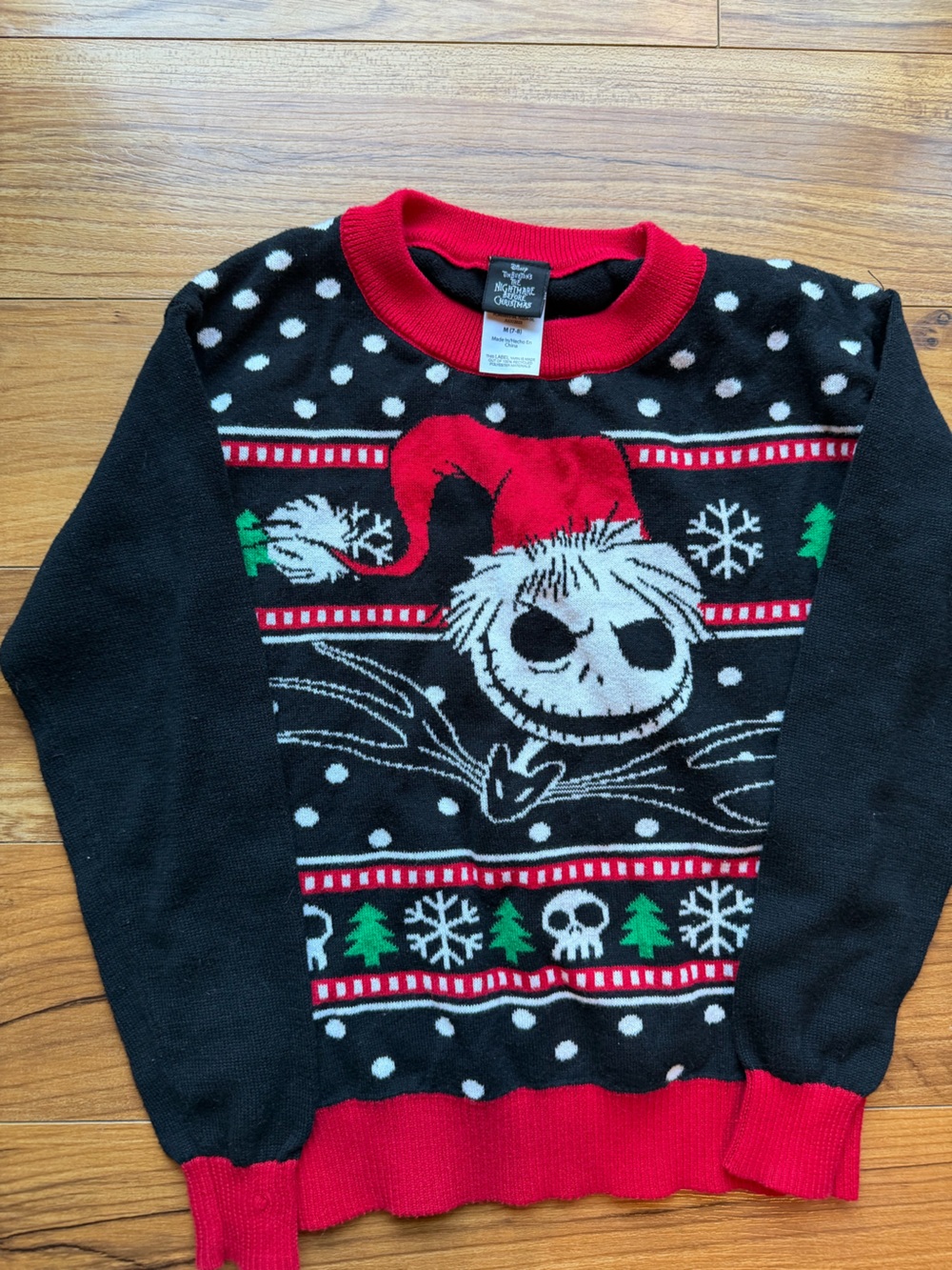 Kids 7/8 Medium Nightmare Before Christmas Jack Skellington Sweater
